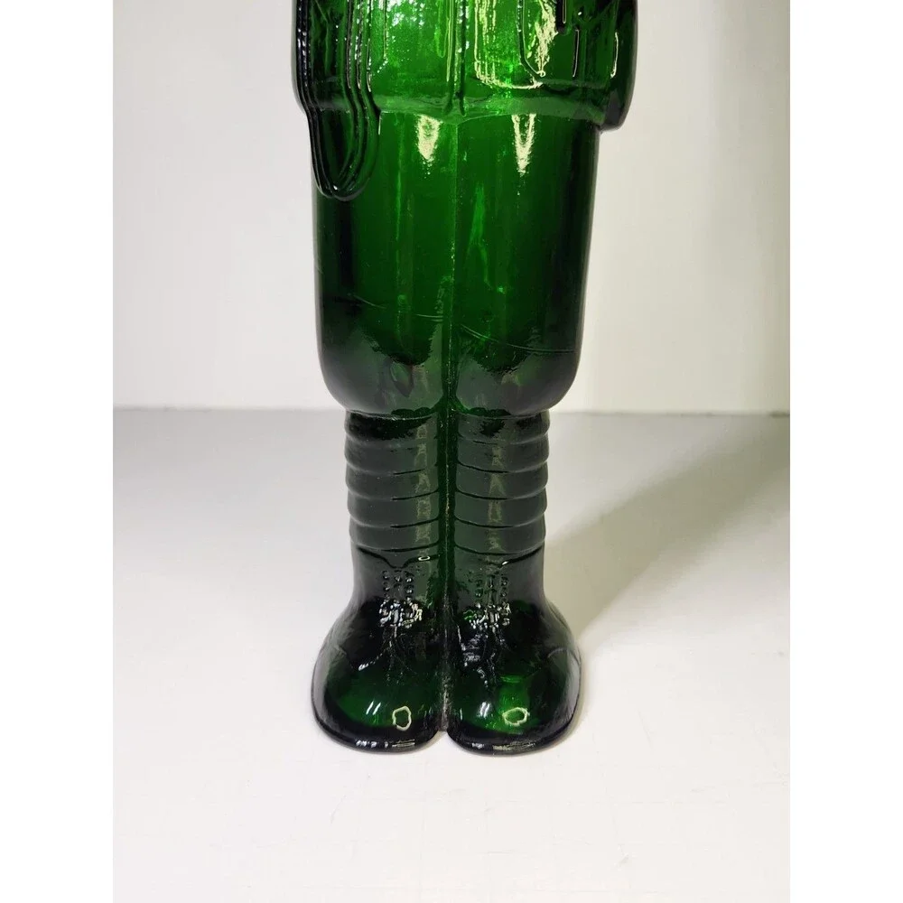 Vintage Green Glass Italian Decanter Wine Soldier Man Boy Made In Italy 15